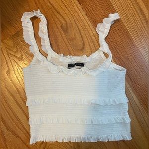 Urban outfitters white ruffle tank